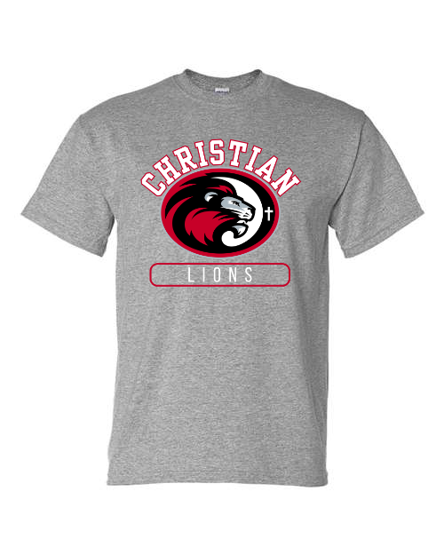 Oval Christian Lions Sports Grey Short Sleeve/Long Sleeve