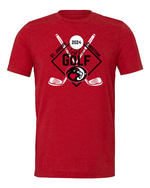 Black Ink SJCS Girls Golf Bella Canvas Heather Red Tee