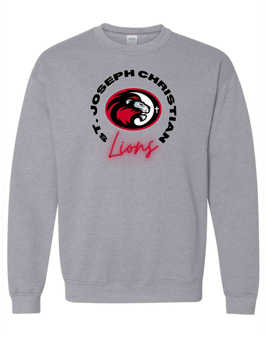 St. Joseph Christian Lions Circle Sports Grey Sweatshirt/Hoodie Option