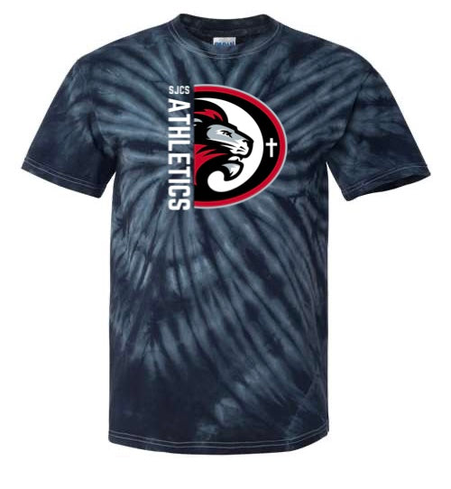 White Vertical SJCS Athletics Lions Black Tie Dye Tee – Graphics 22