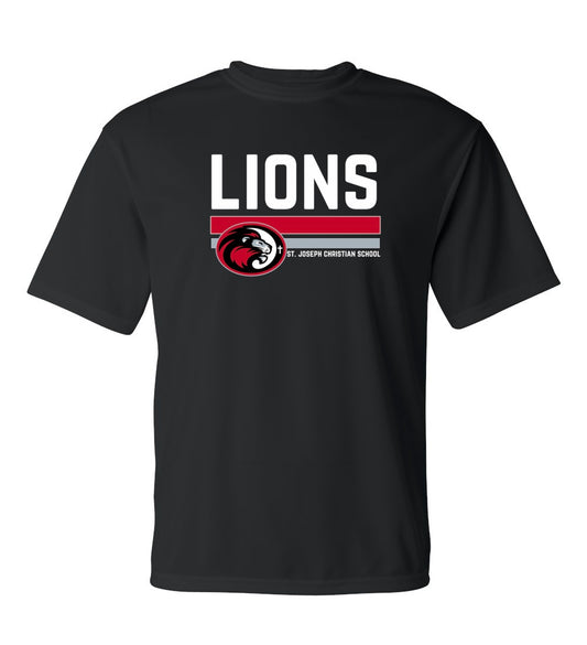 Horizontal Lions Black Performance Tee