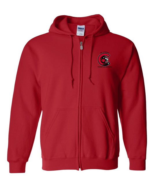 Adult SJCS Left Chest Logo Red Hooded Jacket