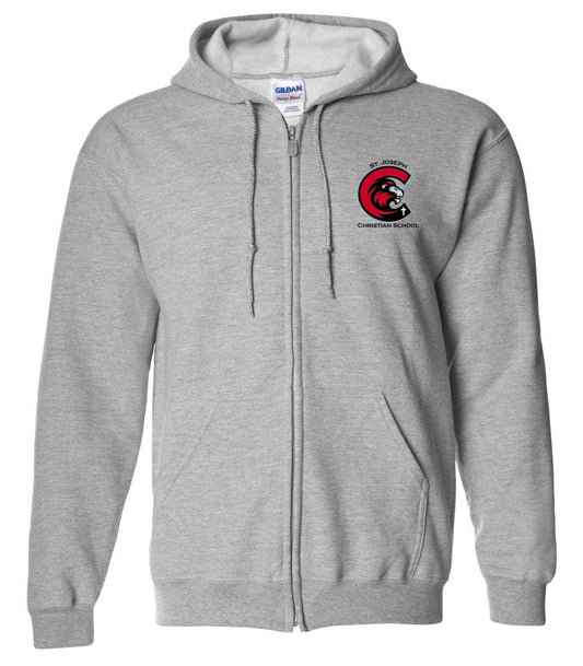 Adult SJCS Left Chest Logo Sports Grey Hooded Jacket