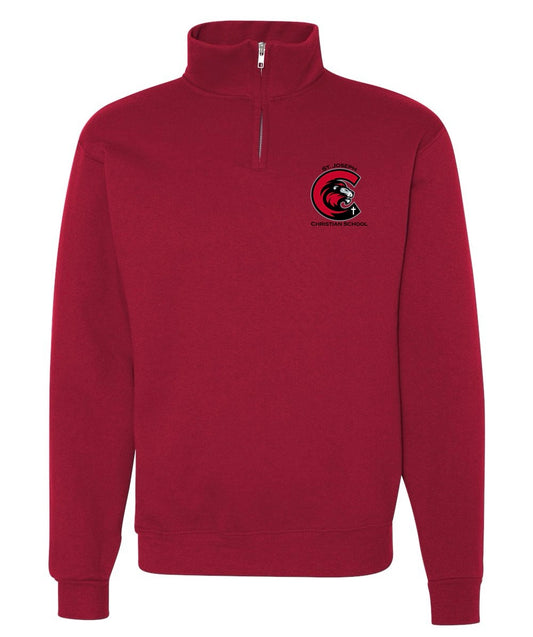 Adult SJCS Left Chest Logo Red Quarter Zip