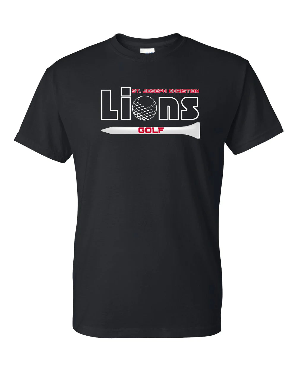 Red & White Lions Golf Black Tee – Graphics 22