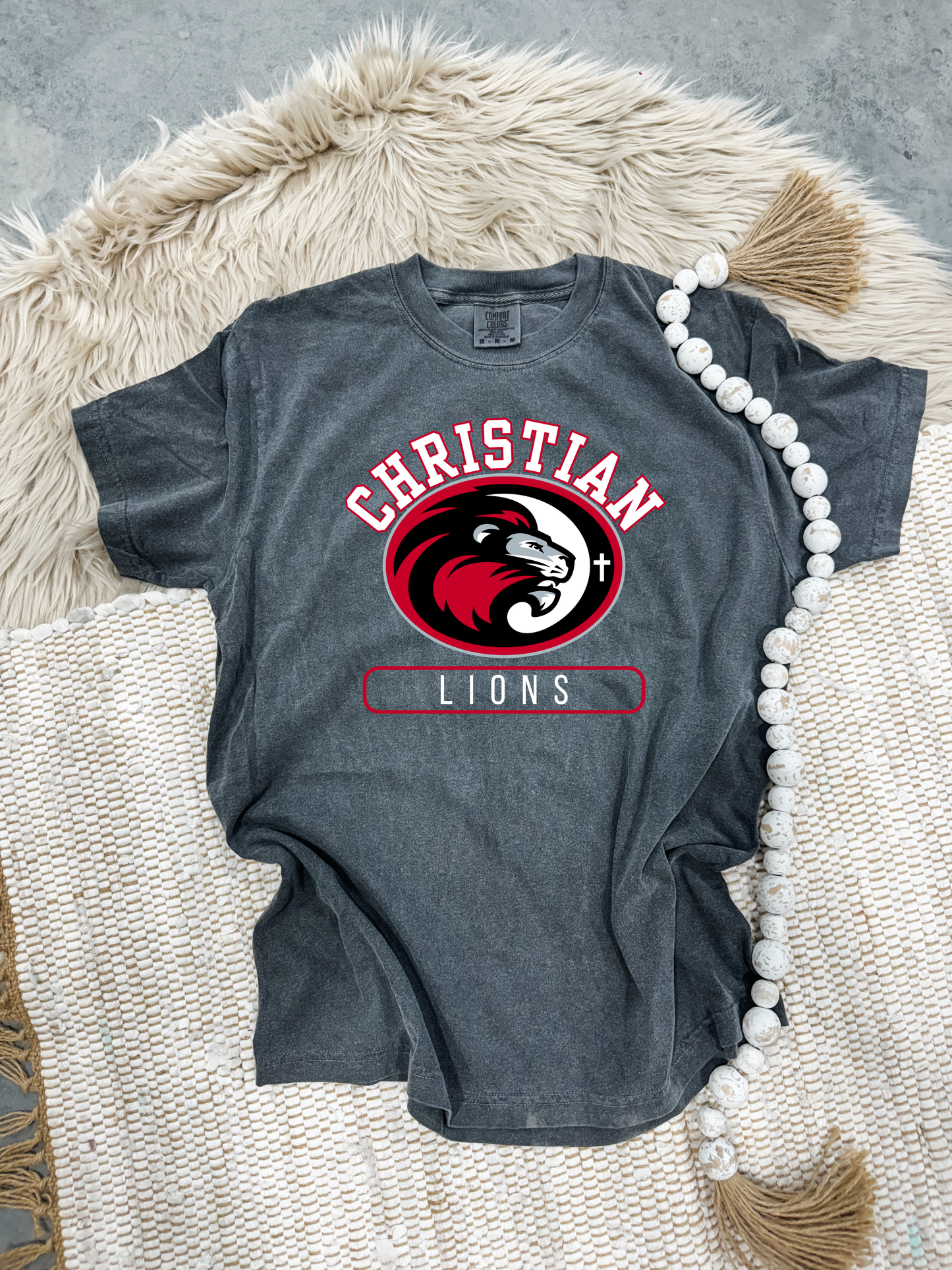 Oval Christian Lions Pepper Tee