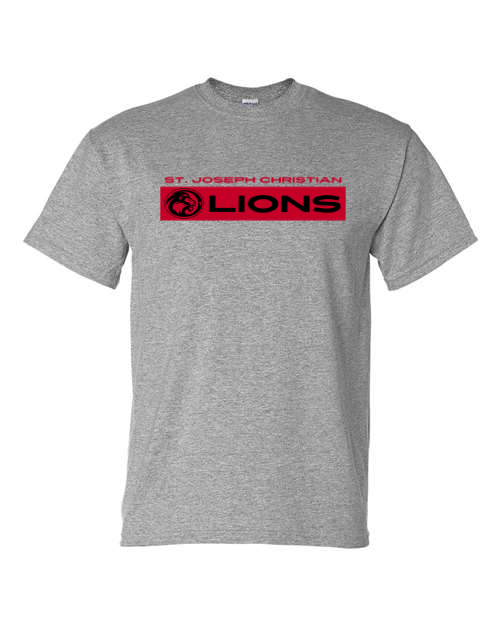 Red & Black SCJS Lions Sports Grey Short Sleeve/Long Sleeve