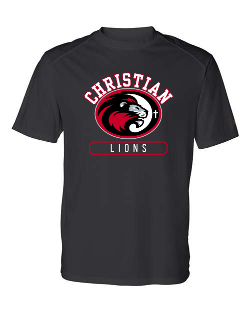 Oval Christian Lions Black Performance Tee