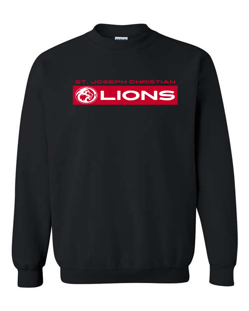 Horizontal White SJCS Lions Black Sweatshirt/Hoodie Option