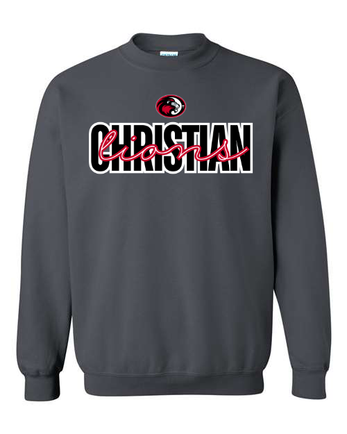 Lions Script Christian Charcoal Sweatshirt/Hoodie Option