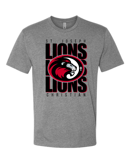 Lions Repeat Heather Grey Next Level Tee