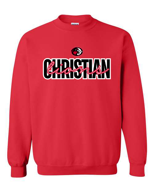 Lions Script Christian Red Sweatshirt/Hoodie Option