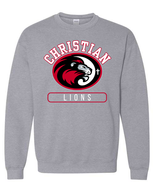 Oval Christian Lions Sports Grey Sweatshirt/Hoodie Option