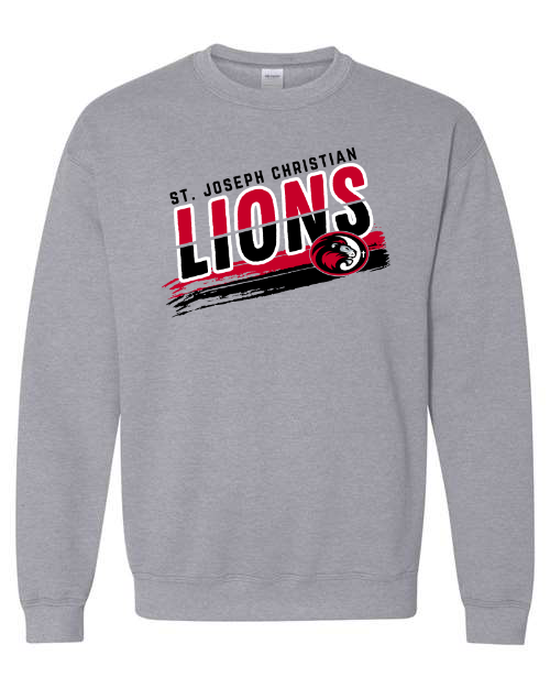 Red & Black SJCS Lions Sports Grey Sweatshirt/Hoodie Option